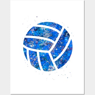 Volleyball Ball blue watercolor Posters and Art